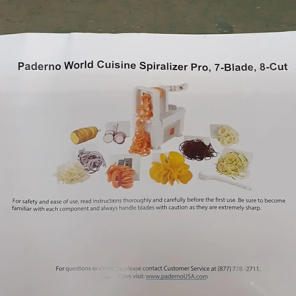 Paterno 7 blade, 8 cut‎ spiraling pro and hand held grater/slicer